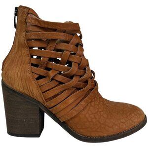 Free People Womens Carrera Braided Woven Leather Boot EU 39 Vintage Tan Distress